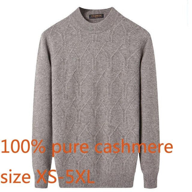 New Hihg Quality 100%pure Cashmere Sweater Men Winter Thick Round Collar Warm Casual Computer Knitted Pullovers Plus Size XS-5XL