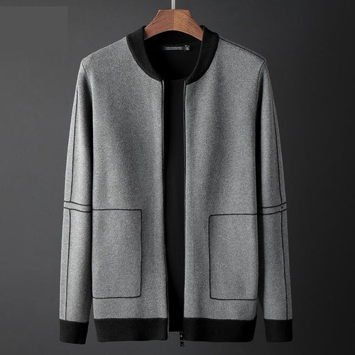 New arrival fashion high quality Spring Jacket Men Cardigan Sweater Knitted Casual Mandarin Collar Zipper Striped plus size 4XL