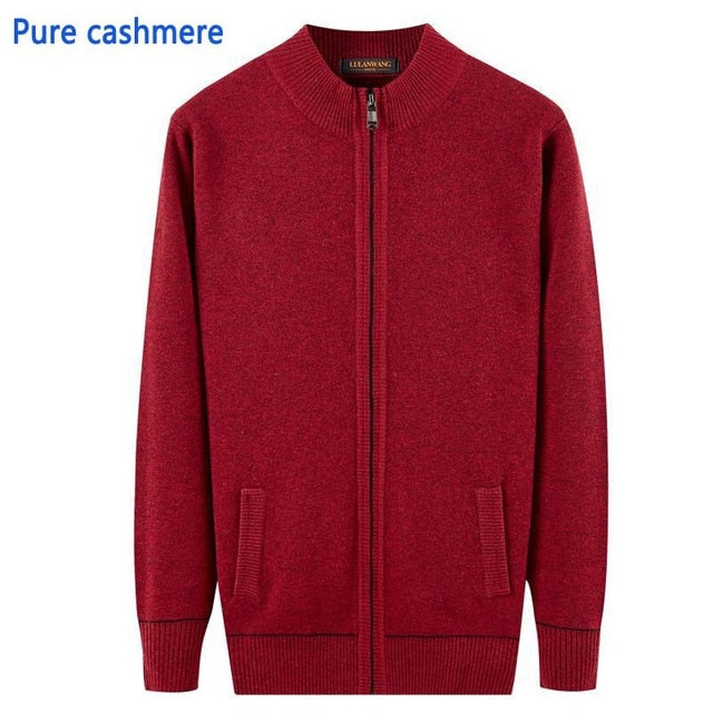 new arrival fashion Thick 100% Pure Cashmere Sweater Male Zipper Cardigan Winter Coat Casual high quality plus size XS-4XL 5XL
