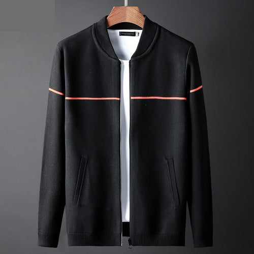 new Spring Autumn Outerwear Men Cardigan Sweater Fashion Zipper Computer Knitted Mandarin Collar Casual Striped plus size M -4XL