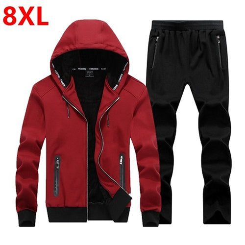 2019 Winter Large size sweater suit male Hooded Fleece with thickened fat kid size big yards male adolescent set men 6XL 7X  8XL