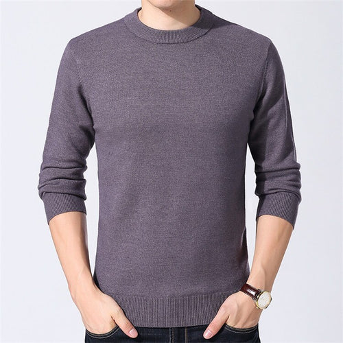 Autumn and winter new solid color sweater men's round neck thick warm long-sleeved sweater bottoming shirt men's sweater 113.01