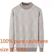 Load image into Gallery viewer, New High Quality 100% Pure Cashmere Men Round Collar Sweater Computer Knitted Casual Thick Standard Wool Pullovers Plus Size 5XL