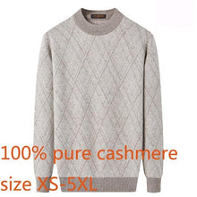 Load image into Gallery viewer, New High Quality 100% Pure Cashmere Men Round Collar Sweater Computer Knitted Casual Thick Standard Wool Pullovers Plus Size 5XL