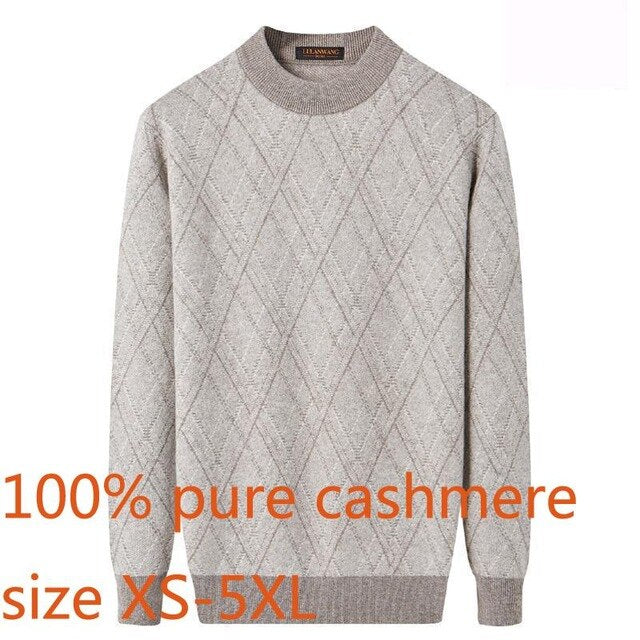New High Quality 100% Pure Cashmere Men Round Collar Sweater Computer Knitted Casual Thick Standard Wool Pullovers Plus Size 5XL
