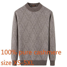Load image into Gallery viewer, New High Quality 100% Pure Cashmere Men Round Collar Sweater Computer Knitted Casual Thick Standard Wool Pullovers Plus Size 5XL