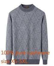Load image into Gallery viewer, New High Quality 100% Pure Cashmere Men Round Collar Sweater Computer Knitted Casual Thick Standard Wool Pullovers Plus Size 5XL