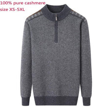 Load image into Gallery viewer, New 100% Pure Cashmere Sweater Men Half High Zipper Collar Thicker Warmer Cardigan Sweatercoat Computer Knitted Plus Size XS-5XL