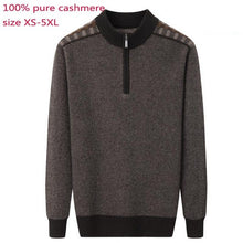 Load image into Gallery viewer, New 100% Pure Cashmere Sweater Men Half High Zipper Collar Thicker Warmer Cardigan Sweatercoat Computer Knitted Plus Size XS-5XL