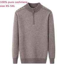 Load image into Gallery viewer, New 100% Pure Cashmere Sweater Men Half High Zipper Collar Thicker Warmer Cardigan Sweatercoat Computer Knitted Plus Size XS-5XL