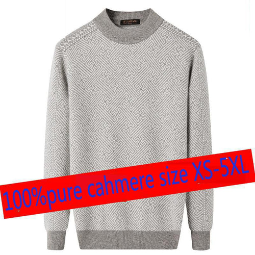 New High Quality Winter 100% Pure Cashmere Sweater Men Loose Casual Computer Knitted O-neck Pullovers Thick Plus Size XS-4XL 5XL
