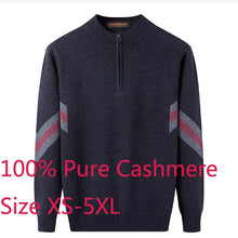 Load image into Gallery viewer, New 100% Pure Cashmere Men Zipper Half Neck Thickening Knitted Sweater Winter Sweatercoat Casual High Quality Plus Size XS-5XL