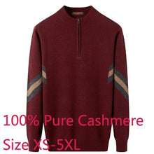 Load image into Gallery viewer, New 100% Pure Cashmere Men Zipper Half Neck Thickening Knitted Sweater Winter Sweatercoat Casual High Quality Plus Size XS-5XL