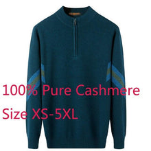 Load image into Gallery viewer, New 100% Pure Cashmere Men Zipper Half Neck Thickening Knitted Sweater Winter Sweatercoat Casual High Quality Plus Size XS-5XL