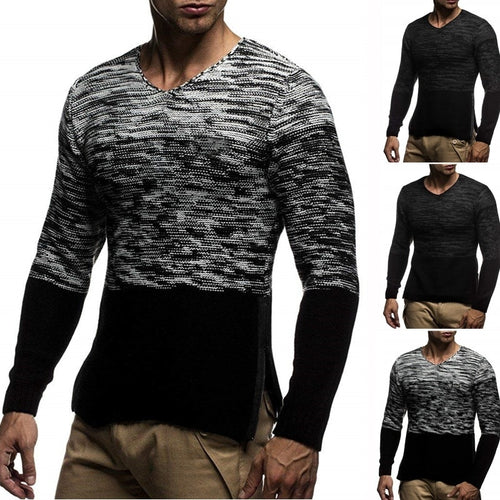 ZOGAA 2019 Autumn Casual Men's Sweater O-Neck Striped Slim Fit Knittwear Mens Sweaters Pullovers Pullover Men Pull Homme M-5XL