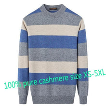 Load image into Gallery viewer, New Fashion High Quality 100%pure Cashmere Sweater Men Autumn Winter Thick Warm Young Striped Knitted Casual O-neck Size XS-3XL