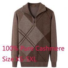 Load image into Gallery viewer, New Arrival High Quality 100% Pure Cashmere Sweater Thickened Winter Men Zipper Turn Collar Large Casual Knitted Plus Size S-4XL