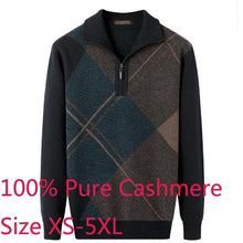 Load image into Gallery viewer, New Arrival High Quality 100% Pure Cashmere Sweater Thickened Winter Men Zipper Turn Collar Large Casual Knitted Plus Size S-4XL