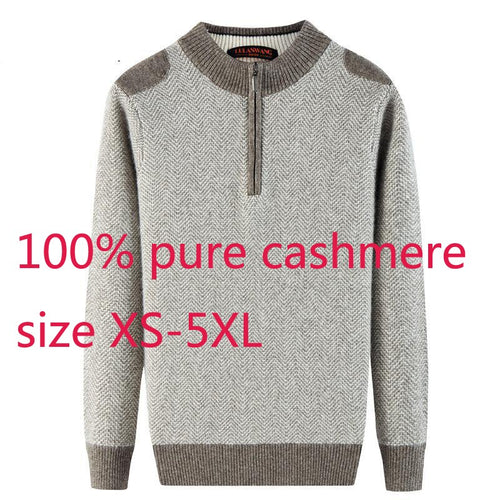 New High Quality Winter Men 100 Pure Cashmere Semi High Zipper Collar Sweater Thicker Casual Computer Knitted Plus Size XS-5XL