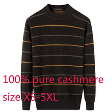 Load image into Gallery viewer, New Men 100% Pure Cashmere Autumn And Winter Thickening Stripe Sweater O-neck Computer Knitted Pullovers Casual Plus Size XS-5XL