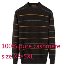 Load image into Gallery viewer, New Men 100% Pure Cashmere Autumn And Winter Thickening Stripe Sweater O-neck Computer Knitted Pullovers Casual Plus Size XS-5XL