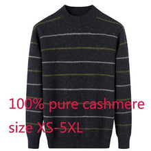 Load image into Gallery viewer, New Men 100% Pure Cashmere Autumn And Winter Thickening Stripe Sweater O-neck Computer Knitted Pullovers Casual Plus Size XS-5XL