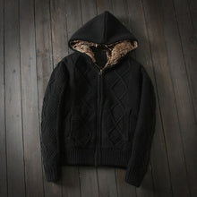 Load image into Gallery viewer, SOUL OF TIGER New 2019 Korean Fashion Mens Fur Padded Sweaters Male Loose Casual Cardigans Winter Warm Hooded Clothing Plus Size