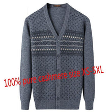 Load image into Gallery viewer, New 100% Pure Cashmere Sweater Men Autumn Winter Casual Computer Knitted V-neck Cardigan Single Breasted Thick Plus Size XS-5XL