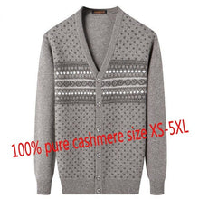 Load image into Gallery viewer, New 100% Pure Cashmere Sweater Men Autumn Winter Casual Computer Knitted V-neck Cardigan Single Breasted Thick Plus Size XS-5XL