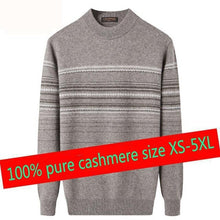 Load image into Gallery viewer, New Thickened 100%pure Cashmere Sweater Men Autumn Winter Casual Computer Knitted O-neck Pullovers Striped Plus Size XS-4XL 5XL