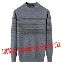 Load image into Gallery viewer, New Thickened 100%pure Cashmere Sweater Men Autumn Winter Casual Computer Knitted O-neck Pullovers Striped Plus Size XS-4XL 5XL