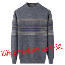 Load image into Gallery viewer, New Thickened 100%pure Cashmere Sweater Men Autumn Winter Casual Computer Knitted O-neck Pullovers Striped Plus Size XS-4XL 5XL