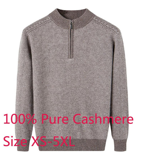 New Arrival High Quality 100% Pure Cashmere Winter Men Thicken Warm Sweater Computer Knitted Mandarin Collar Plus Size XS-5XL