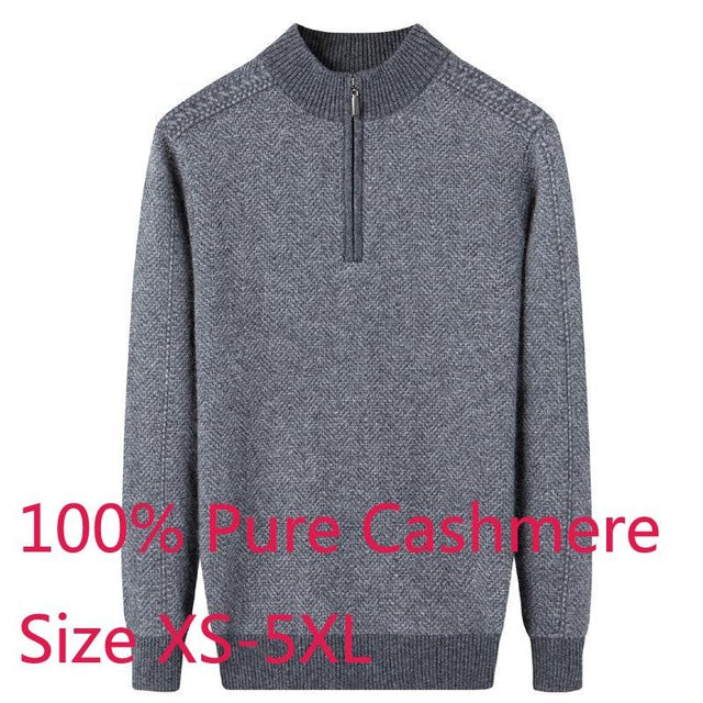 New Arrival High Quality 100% Pure Cashmere Winter Men Thicken Warm Sweater Computer Knitted Mandarin Collar Plus Size XS-5XL