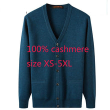 Load image into Gallery viewer, New Arrival High Quality Men 100% Cashmere Thickened Jacket Sweater Casual Computer Knitted V-neck Cardigan Men Plus Size XS-5XL