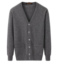 Load image into Gallery viewer, New Arrival High Quality Men 100% Cashmere Thickened Jacket Sweater Casual Computer Knitted V-neck Cardigan Men Plus Size XS-5XL