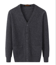 Load image into Gallery viewer, New Arrival High Quality Men 100% Cashmere Thickened Jacket Sweater Casual Computer Knitted V-neck Cardigan Men Plus Size XS-5XL