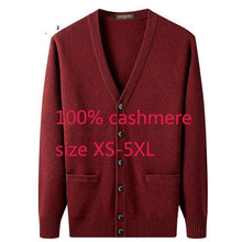 Load image into Gallery viewer, New Arrival High Quality Men 100% Cashmere Thickened Jacket Sweater Casual Computer Knitted V-neck Cardigan Men Plus Size XS-5XL