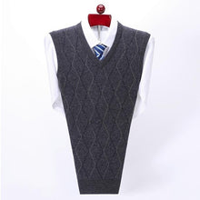 Load image into Gallery viewer, New Sleeveless 100% Cashmere Vest Men Autumn Winter Casual Computer Knitted V-neck Pullovers Sweater Size XS S M L XL 2XL 3XL