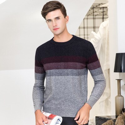 Autumn Winter Sweater Men 2019 New Arrival Casual Pullover Men Long Sleeve O-Neck Patchwork Knitted Men Sweaters