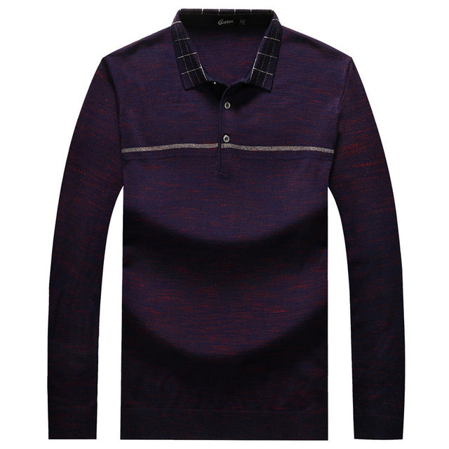 Plus 8XL 6XL Father Clothes Simple Comfortable Style Men's Sweater Long Sleeve Lapel Leisure Pullover Men Pull Homme Sweaters