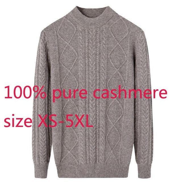 New 100%cashmere Men Sweater Thicker Casual Computer Knitted O-neck Pullovers High Quality Winter Plus Size XS SMLXL2XL3XL4XL5XL