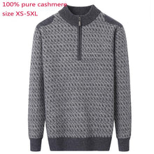 Load image into Gallery viewer, New Arrival High Quality Men Sweaters 100% Cashmere Semi High Collar Decorative Zipper Floral Thickened Knitted Plus Size XS-5XL