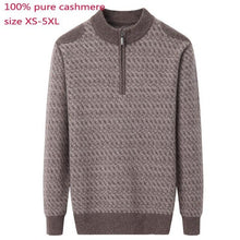 Load image into Gallery viewer, New Arrival High Quality Men Sweaters 100% Cashmere Semi High Collar Decorative Zipper Floral Thickened Knitted Plus Size XS-5XL