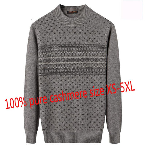 New Arrival Fashion High Quality 100%cashmere Sweater Men Casual Computer Knitted O-neck Pullovers Thick Plus Size XSSMLXL-5XL