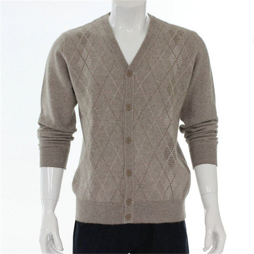 new arrival 100%goat cashmere argyle thick knit men fashion cardigan sweater dark blue 4color  S/2XL