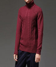 Load image into Gallery viewer, 2019 New Arrival Winter Thick Warm Sweaters Turtleneck Thick Lines Cotton Sweater  Pull Homme Sweater Solid Warm Sweater