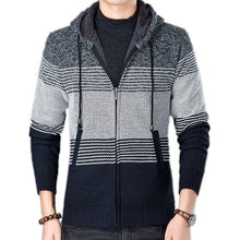 Load image into Gallery viewer, Mens Hooded Sweater Cardigan Camisa Masculina Mens Slim Fit Hooded Knit Sweater Fashion Cardigans Plus Velet Coat Knitted Jacket