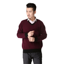 Load image into Gallery viewer, Dilly Fashion men&#39;s V neck thick pure cashmere knitted pullover sweater -DL026