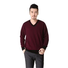 Load image into Gallery viewer, Dilly Fashion men&#39;s V neck thick pure cashmere knitted pullover sweater -DL026